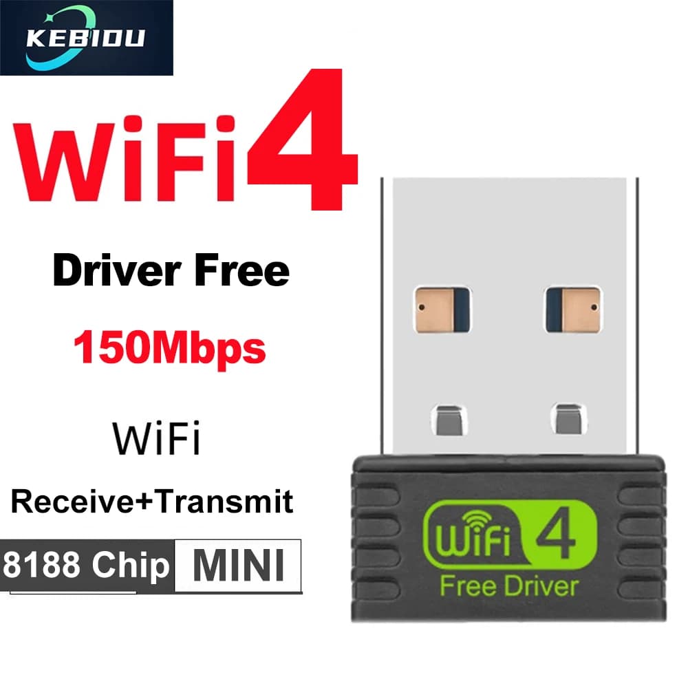 Adattatore Wifi Mini USB wireless da 2,4 GHz 802.11N 150Mbps Scheda di rete Ricevitore WiFi Dongle Driver gratuito per laptop desktop RTL8188