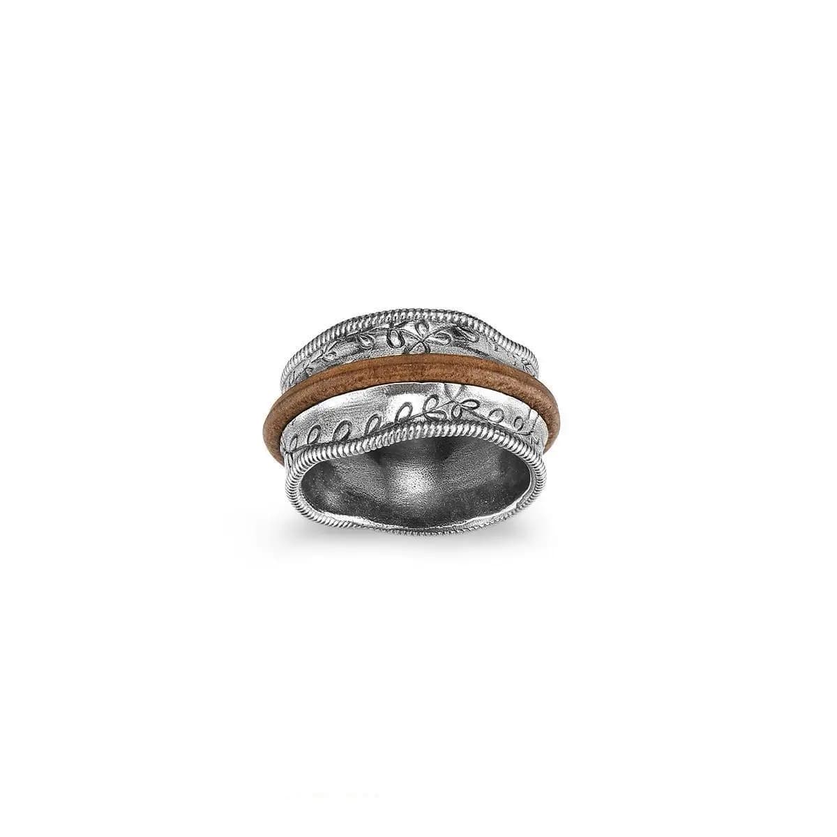 "Nomad Series" Plant Totem Handmade Old Textured Wide Ring