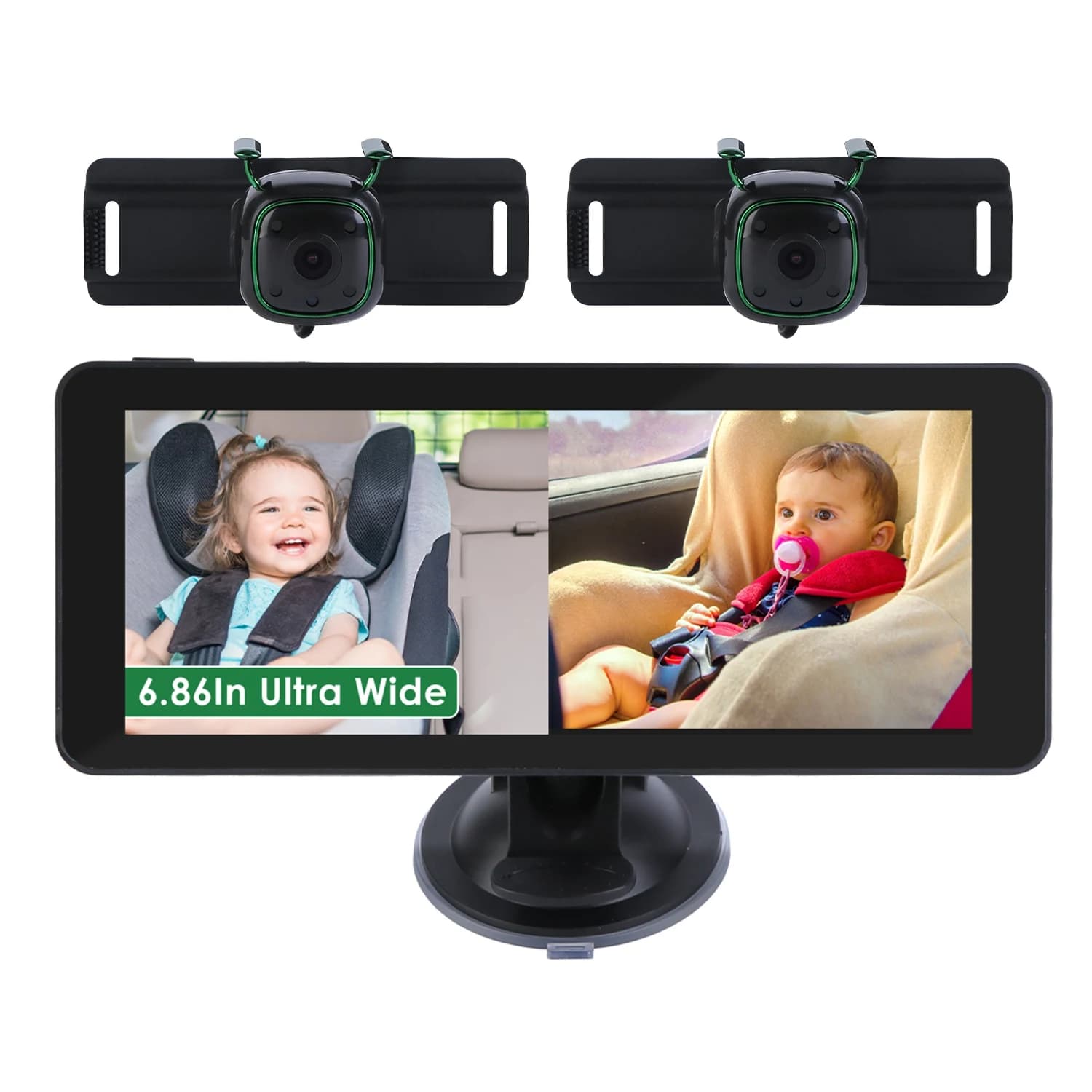 Telecamera per auto 1080P per bambini, 1 pezzo, per 2 bambini, doppio canale, monitor per auto per bambini, telecamera posteriore per seggiolino auto con visione grandangolare a 120 gradi