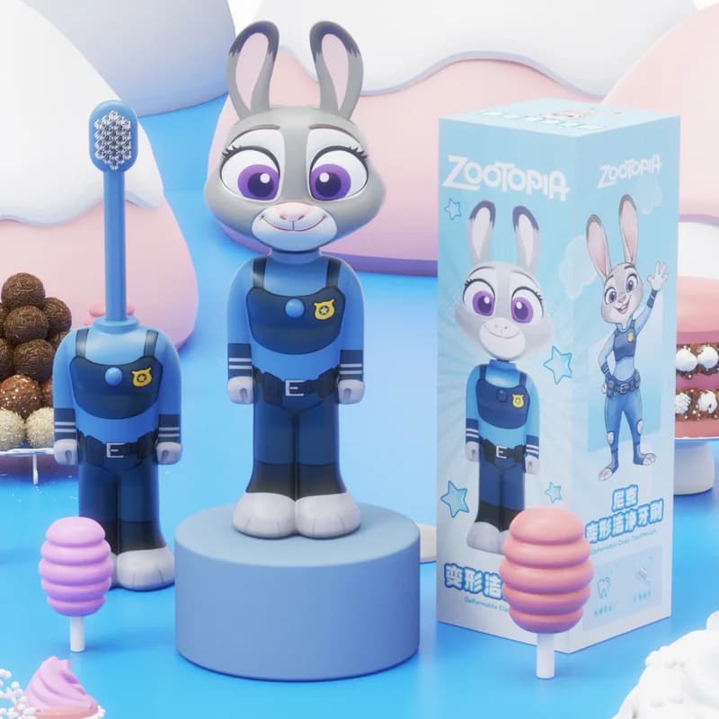 Nuovo Spazzolino per Bambini Anime Zootopia 2, Trasformabile e Retrattile, Setole Morbide, Nick e Judy, Portatile per Bambini, Spazzolino per Igiene Orale, Regalo