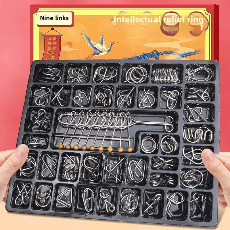 Giocattolo educativo con fibbia intelligente a nove collegamenti Luban Lock Kongming Lock Set completo di 24 giocattoli educativi per bambini e primari