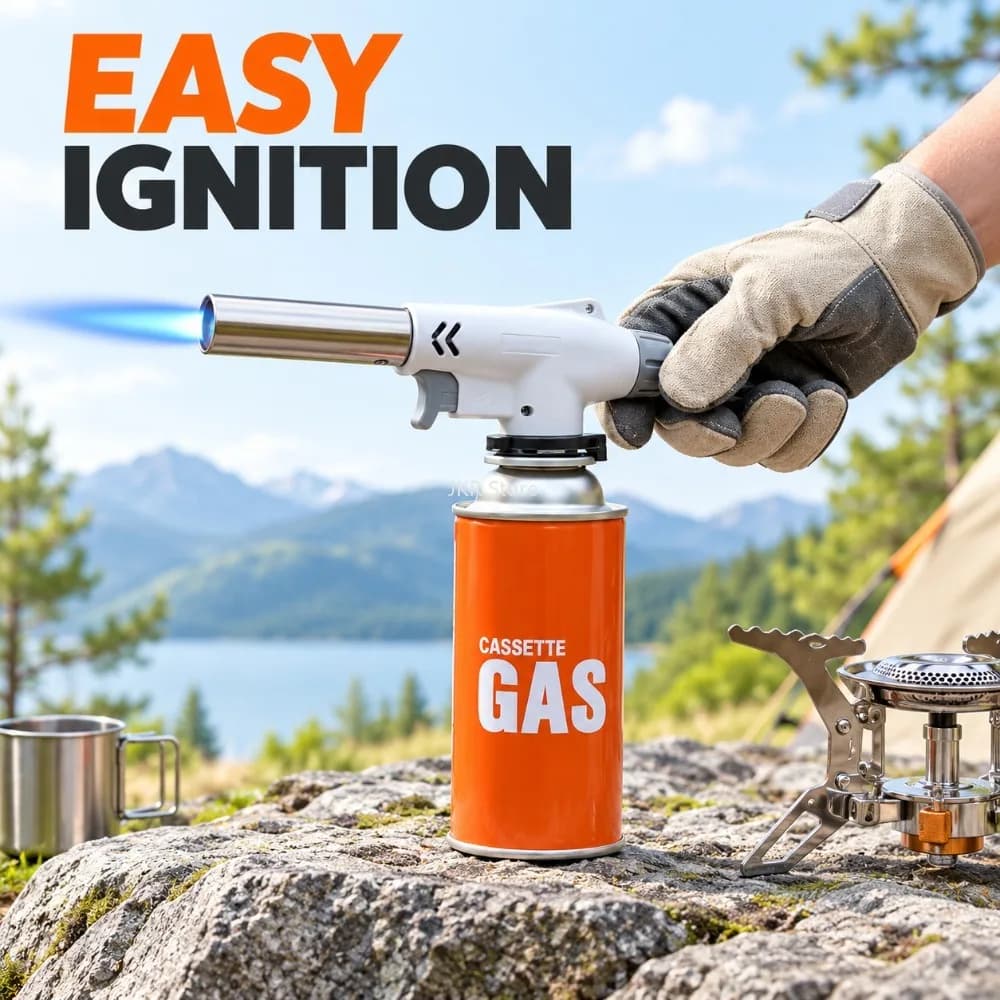 Portable Butane Flame Gun Metal Torch Burner Heating Tool for Welding Baking BBQ Camping Kitchen Outdoor Repair and Craft Use