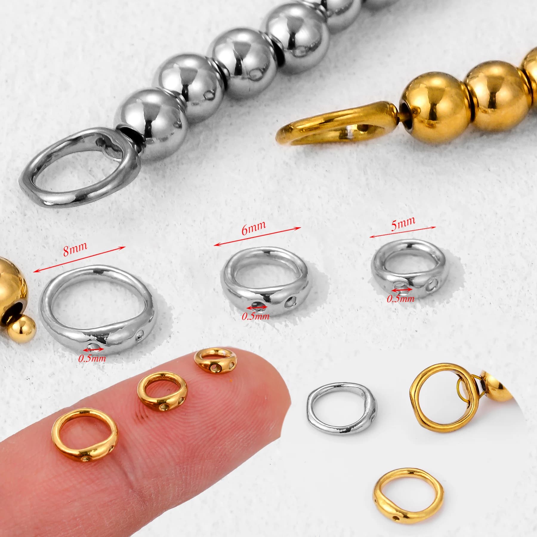 20 pezzi di connettori a doppio foro in acciaio inossidabile, ganci, chiusure e anelli terminali per la creazione di braccialetti, collane, gioielli e accessori fai da te.