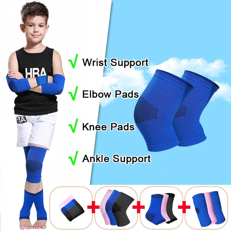 8 pz/set ragazze ragazzo sport ginocchiere gomitiere protezioni per polsi cavigliera pattinaggio all'aperto ciclismo supporto per ginocchio equipaggiamento protettivo