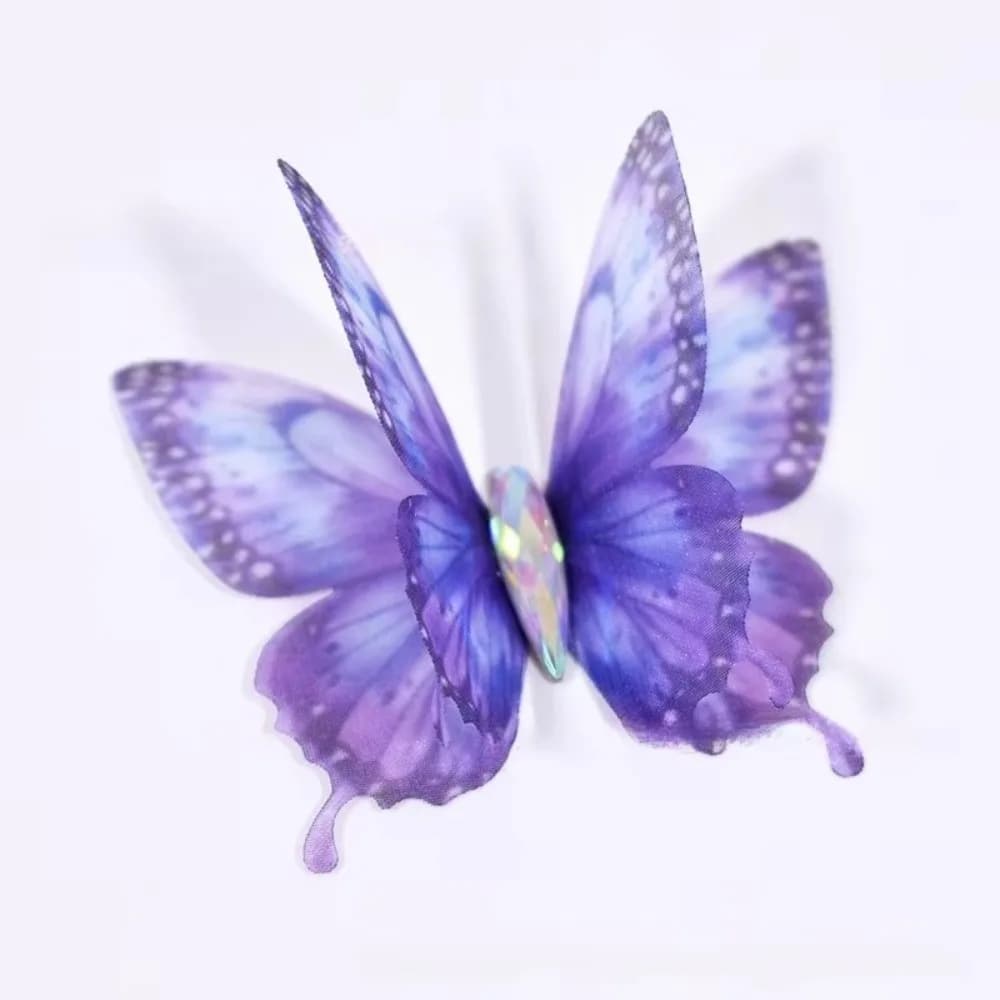 50Pcs 3D Organza Fabric Butterfly Appliques Double-layer Translucent Chiffon Tulle Butterfly Patches Colorful