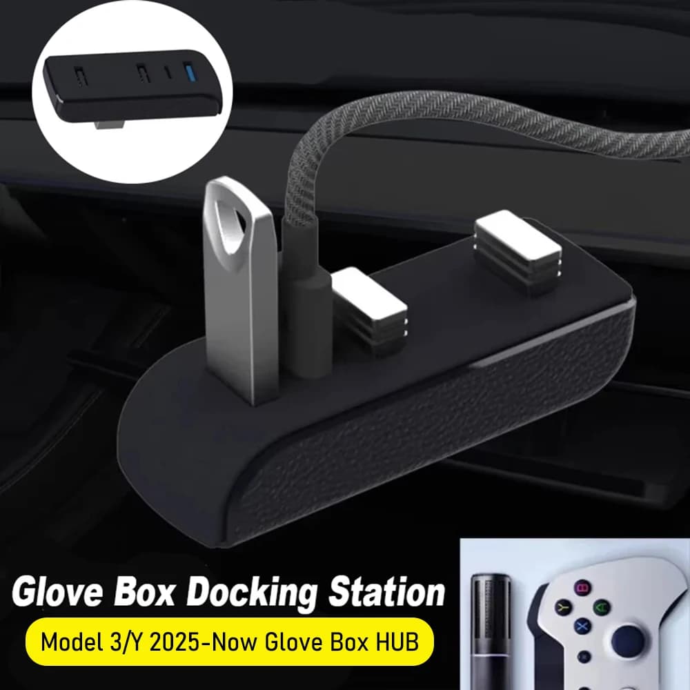 Glovebox Hub USB per Tesla Nuovo modello Y Launch Juniper 2025 2026 Modello 3 Highland Tipo-C Porta Splitter Docking Station Dati
