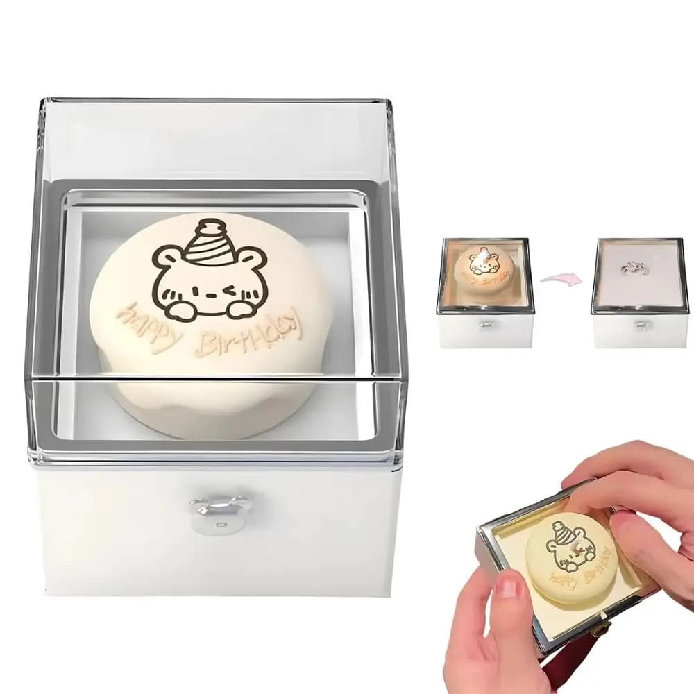 Scatole per anelli automatici con orsetto ribaltabile Candele luminose Meccanismo a sorpresa Scatola per anelli per torta con orsetto Design rotante