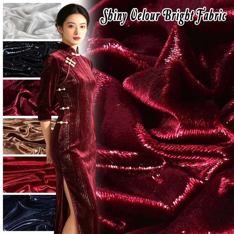 Soft Shiny Velour Bright Thread Fabric Inverted Velvet Designer Fabrics For Cheongsam Full Dress Diy Sewing Materials, Inelastic