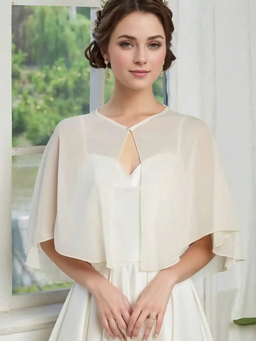 Women Short Chiffon Wrap Shawl Cape Lightweight Summer Cardigan For Dress