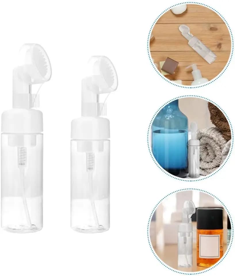 100ml Facial Cleanser Mousse Foam Maker Bottles with Silicone Clean Brush Portable Soap Foaming Pump Dispenser Container