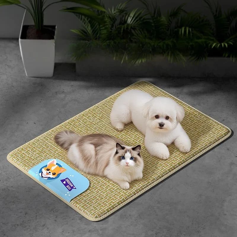 Tappetino Rinfrescante in Rattan Intrecciato per Animali Domestici, Adatto per Cani Tutto l'Anno, Traspirante, Morbido e Confortevole