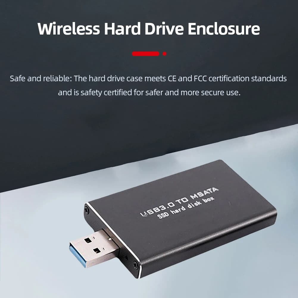 Mini External Hard Disk HDD Case 6Gbps SSD MSATA To USB 3.0 Hard Drive Case Wireless PCI-E for 30*30/50 MSATA SSD
