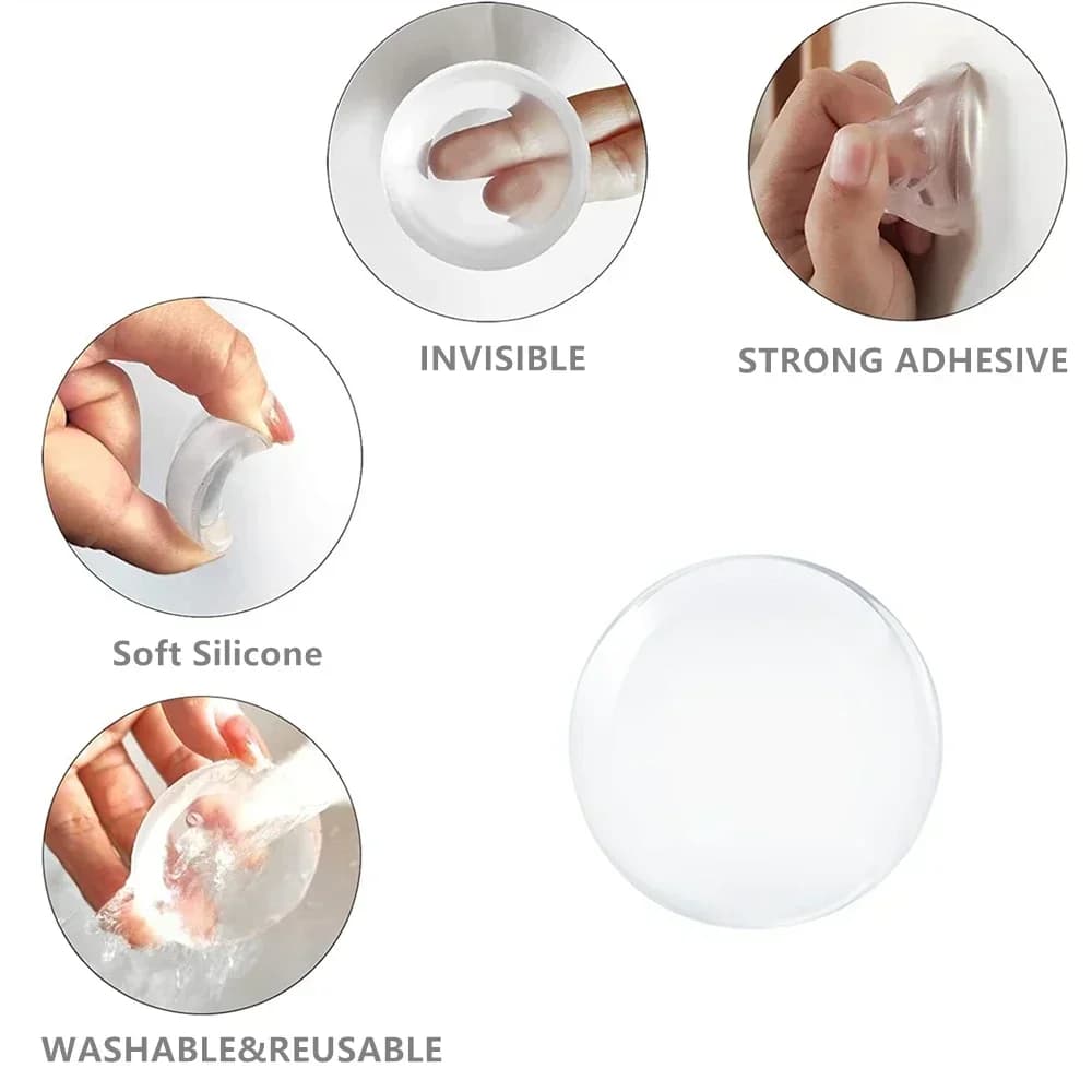 6 pezzi fermaporta rotondo in morbido silicone antiscivolo autoadesivo protezione da parete maniglia per porta paraurti silenziatore rotondo trasparente