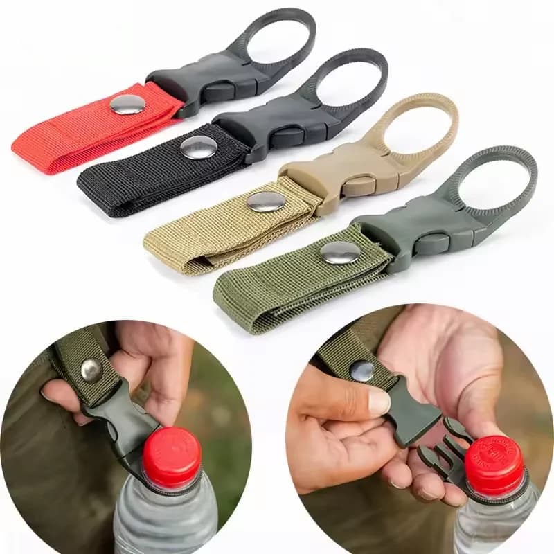 1 Pezzo Moschettone da Campeggio con Gancio per Bottiglia d'Acqua, Clip in Nylon Militare per Esterni, Moschettone EDC per Arrampicata, Gancio per Cintura e Zaino