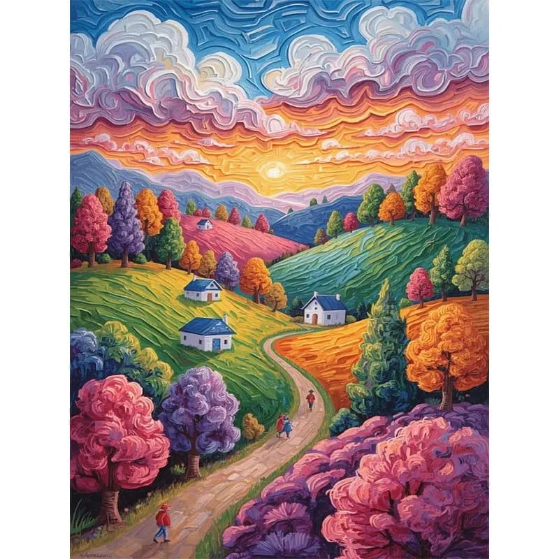 500/1000/1200/2000PCS Puzzles for Adults Colorful Cartoon Scenery,Jigsaw Puzzles Brain Challenge Game Gift Home Decor