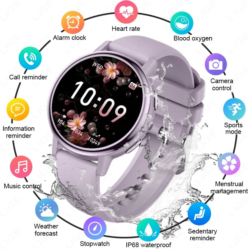 Nuovo Orologio Intelligente alla Moda per Donne, Chiamate Bluetooth, Ossigeno nel Sangue, Frequenza Cardiaca, Fitness Tracker, Impermeabile, Regalo per Donne