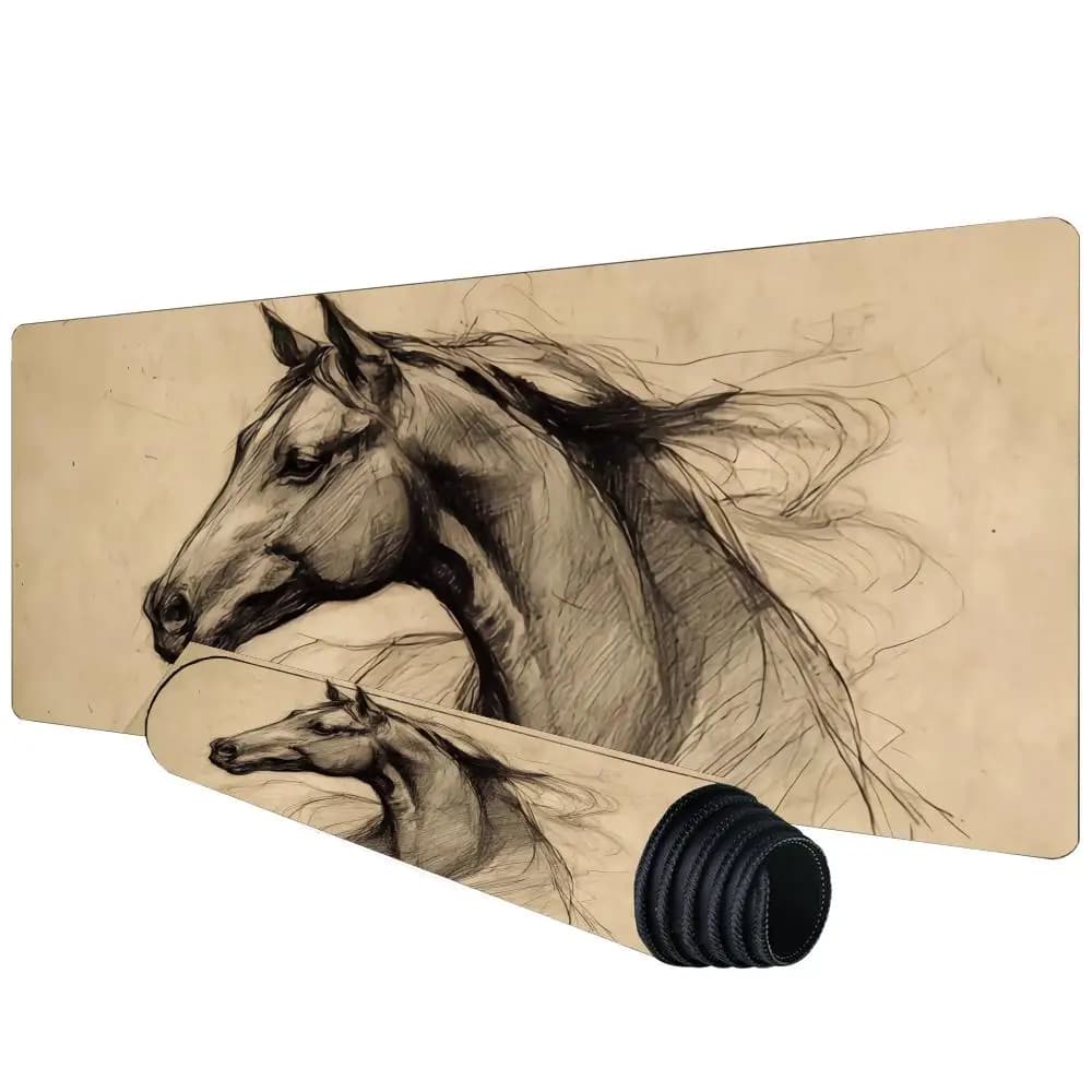 Tappetino per mouse con disegno di cavallo, grande, per computer, ufficio, gaming, XXL, in gomma antiscivolo, per tastiera e mouse