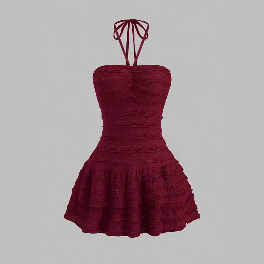 【Nuovo stile】Nuovo modello 2026 TK hot - Abito estivo fresco e dolce con scollo all'americana e pizzo irregolare