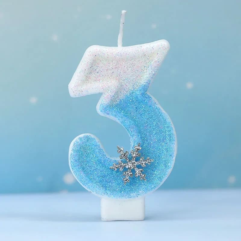 Birthday candles with frozen snowflake Candle with number 0-9 Decorations for cake topper glitter for supplies for birthday parties Velas cumpleaños