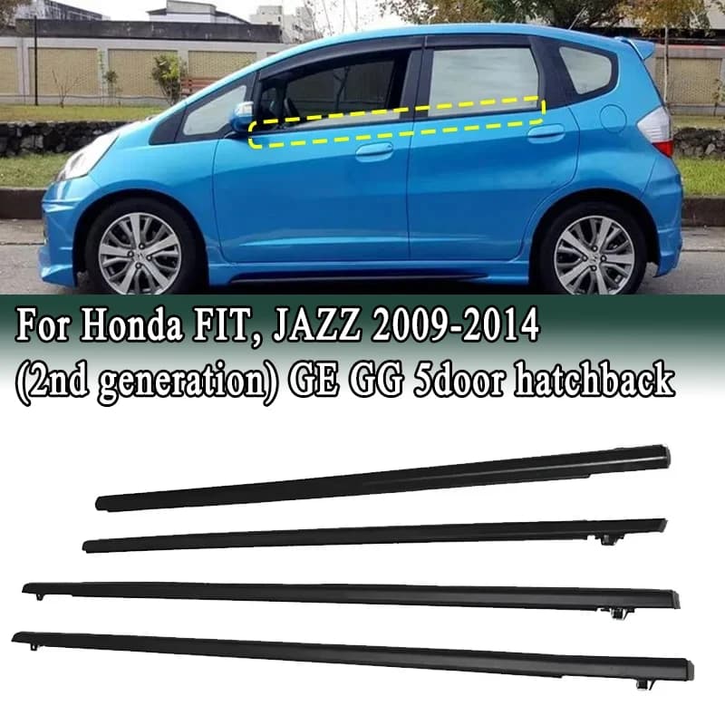 Guarnizioni per finestrini laterali per Honda Fit Jazz 2009-2014 GE GG 2a generazione, guarnizione in gomma per linea portiera 72450-TG0-T01