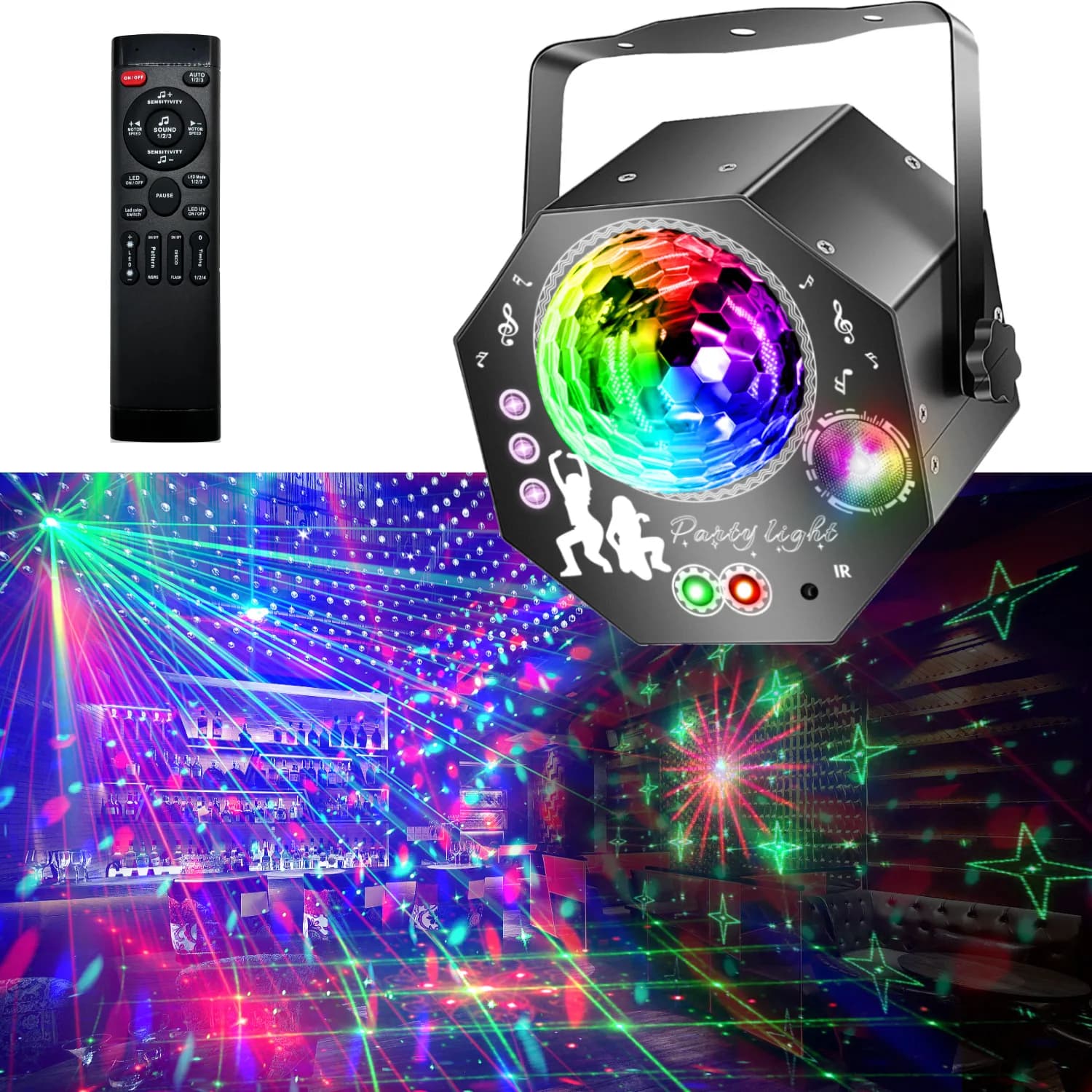 New Mini Laser Magic Ball Stage Light 60 Patterns RGB Disco Crystal Ball Projector Sound Activated Strobe Beam DJ KTV Bar Party