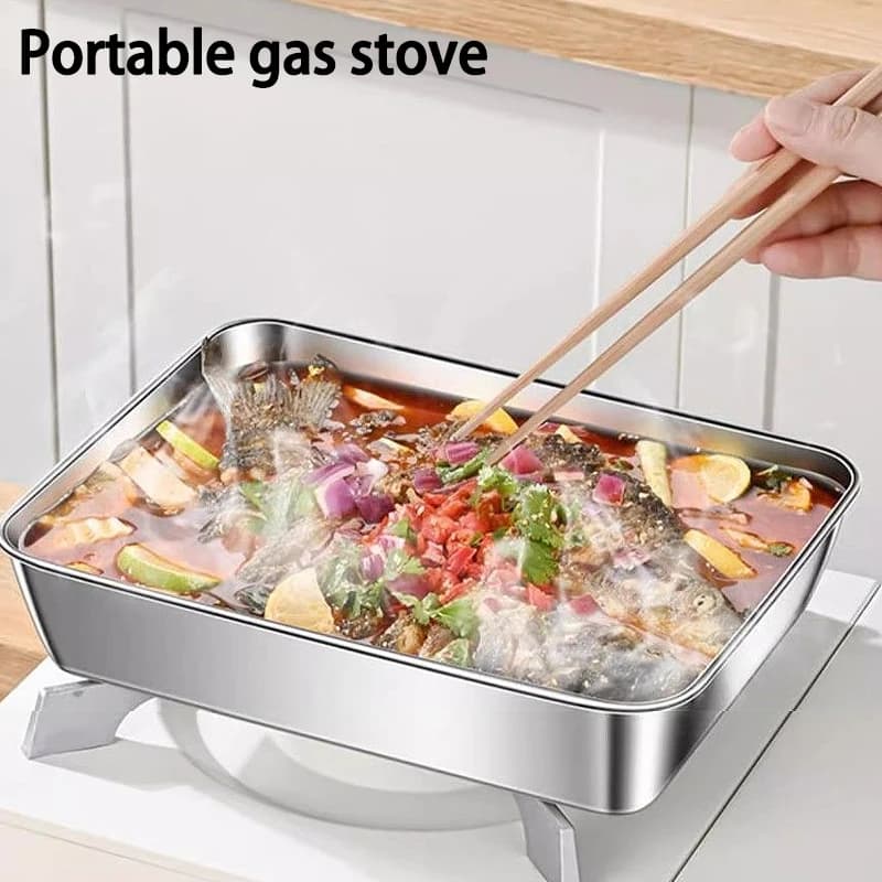 Set di 3 Contenitori per Alimenti in Acciaio Inox, Ermetici e Impilabili con Coperchi Trasparenti, per Campeggio e Preparazione Pasti