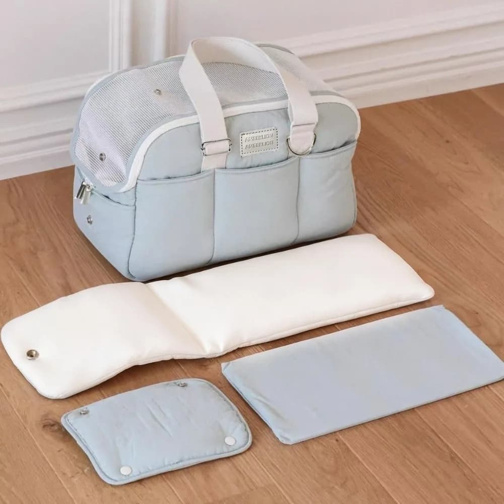 Portable Pet Carrier Bag Breathable Mesh Large Capacity Pet Travel Bag One-Shoulder Strap Warm Lining Cat Shoulder Bag