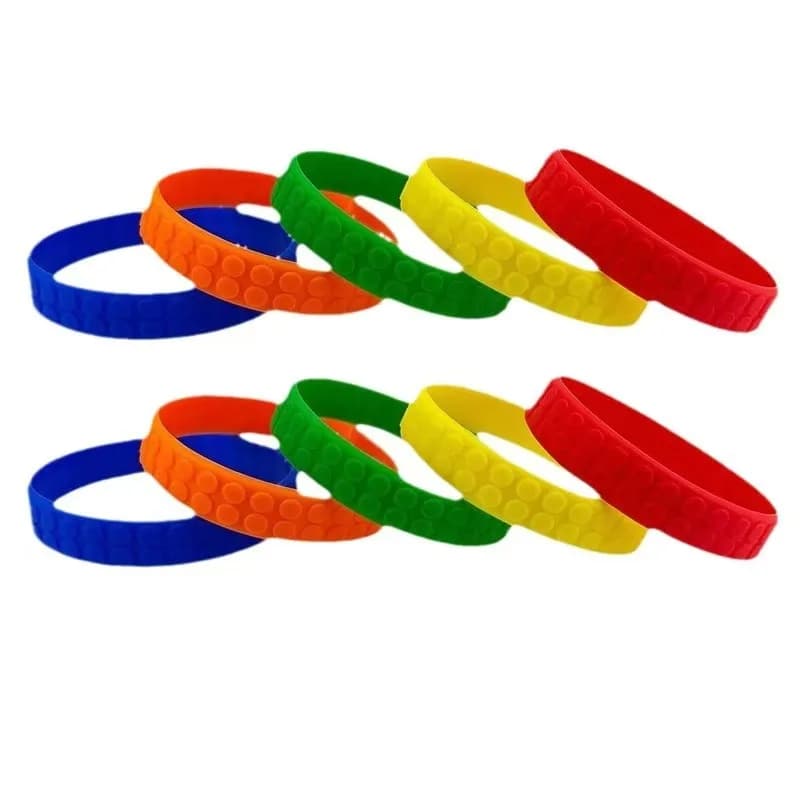 2pcs Building Block Bracelets Colorful Brick Silicone Wristbands Goodie Bag Carnival Prize Party Favors Birthday Gifts