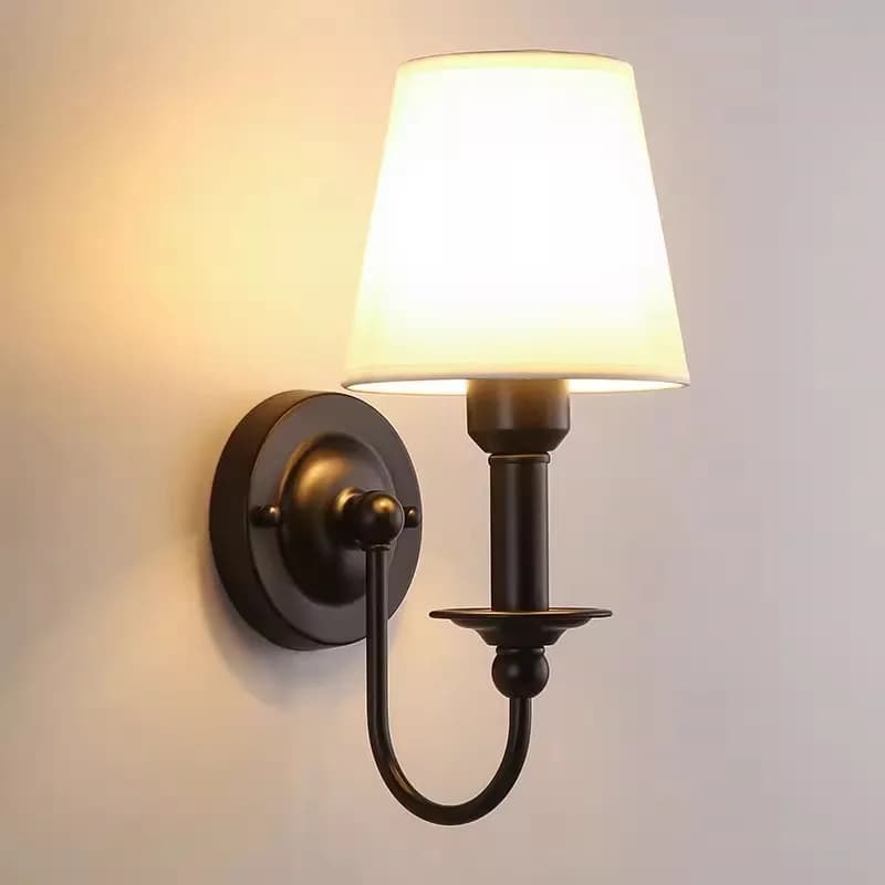 Lampada da parete retrò in tessuto a LED Illuminazione per interni Lampada da parete moderna in tessuto E27 Lampada da comodino per camera da letto familiare
