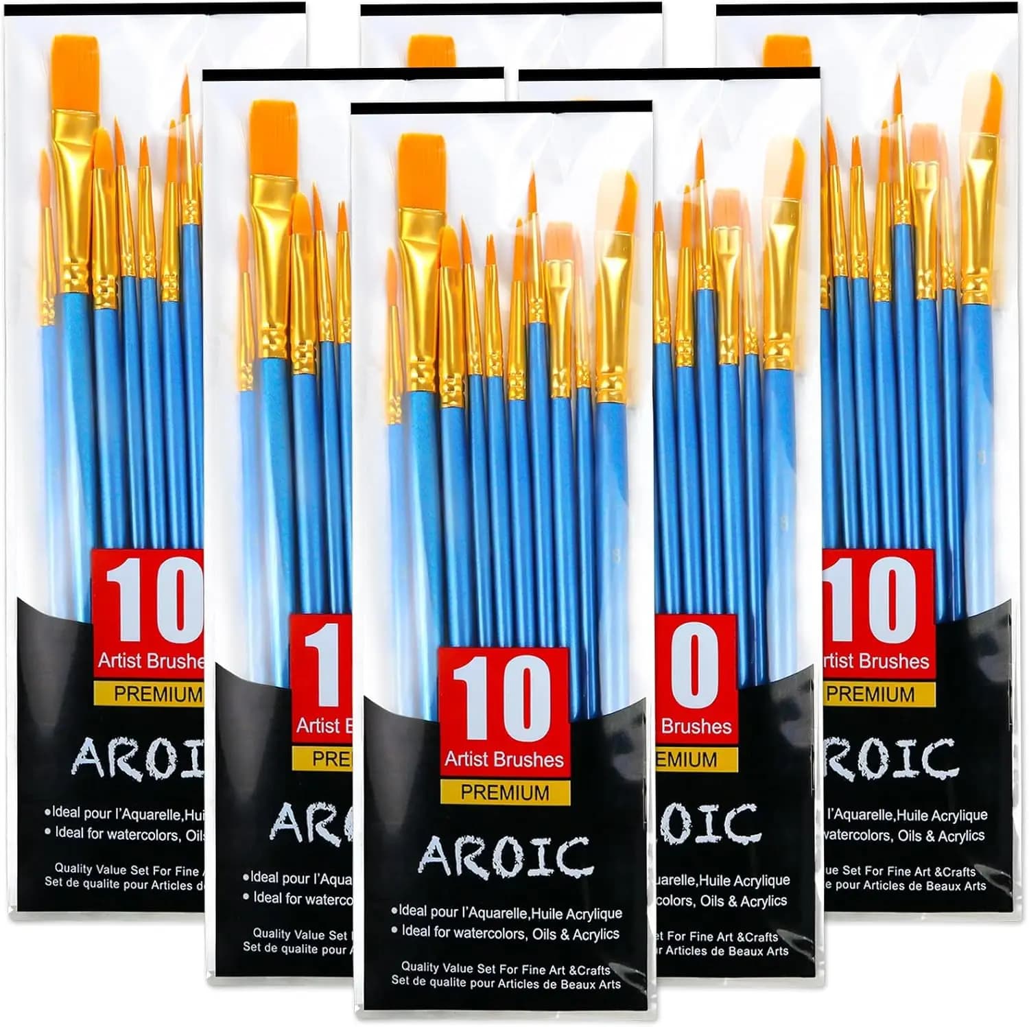 60 Pcs Acrylic Paint Brush Set with Wooden Handle for Oil Watercolor and Gouache Painting - Art Supplies for Adults Kids and
