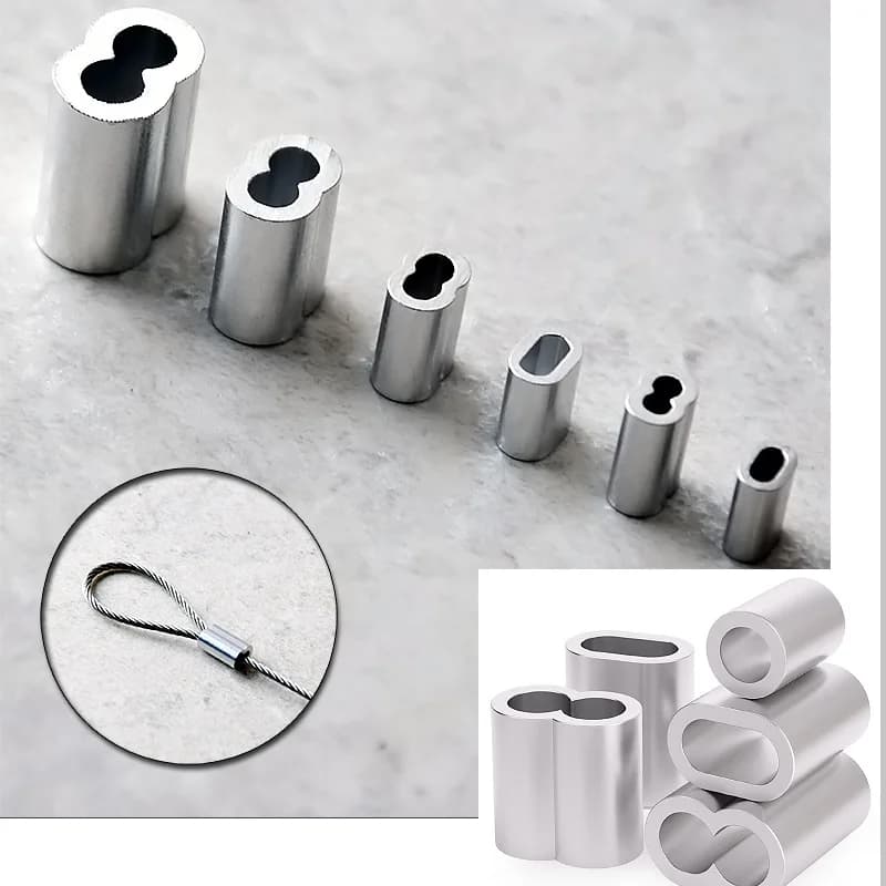 Aluminum M0.5-M20 Casing Wire Rope Ferrule Cable Ties Aluminum Crimping Sleeve Oval/Double Hole/Round Clip Wire Rope ClampWasher