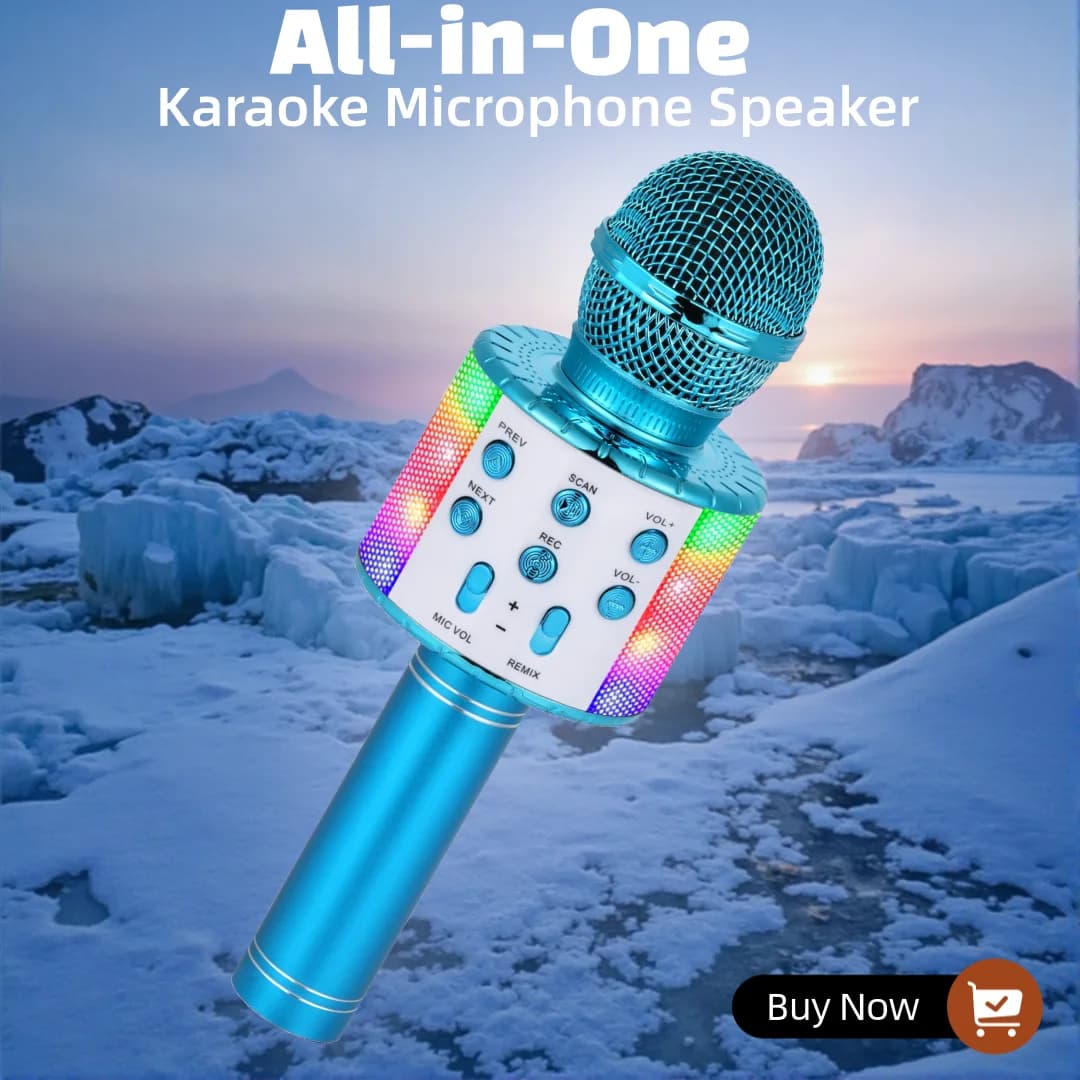 Microfono karaoke wireless Bluetooth, altoparlante portatile 3 in 1 per karaoke, festa di compleanno per tutti gli smartphone