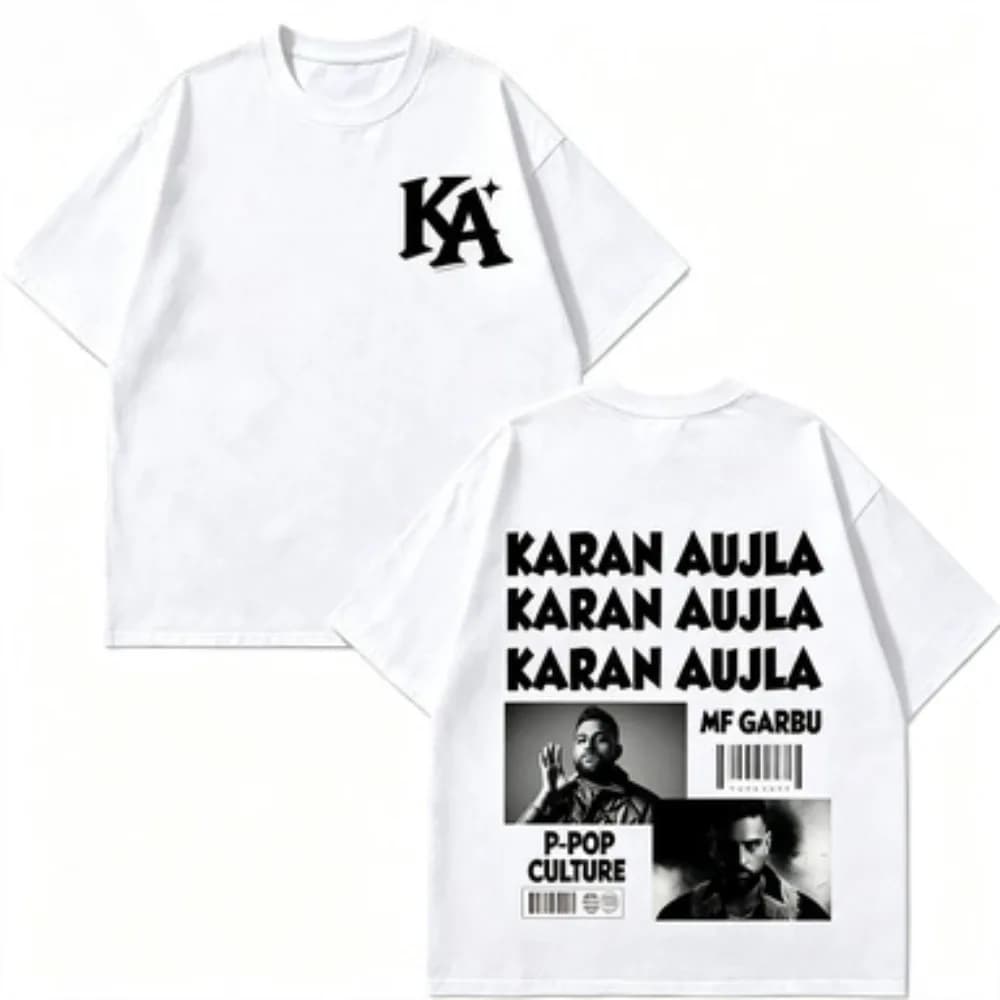 Rapper Karan Aujla P-POP Culture Tour 2026 Graphic T Shirt Men Women High Quality Loose Casual Cotton Vintage T-shirts