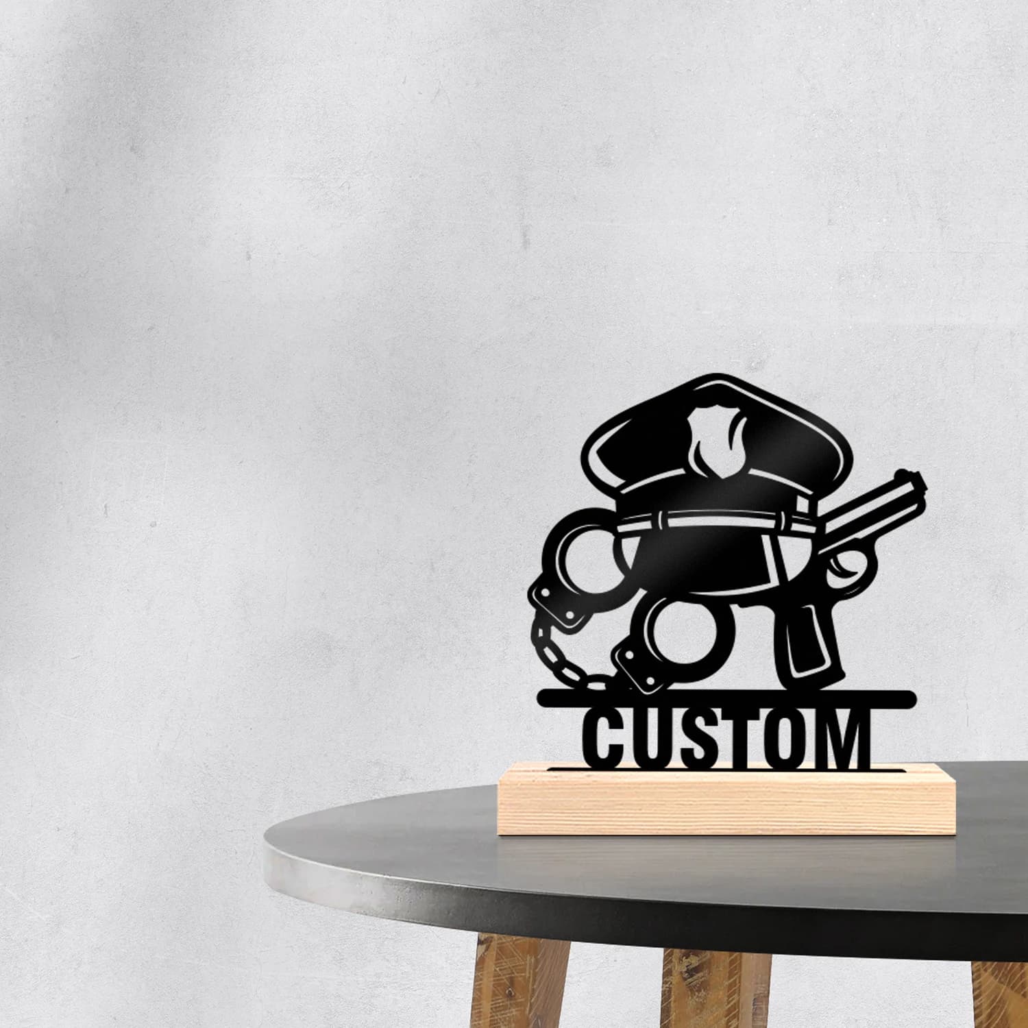1pc Metal Desktop Decoration Custom Name With Wooden Base Gifts and Metal Decorations for Family and Friends