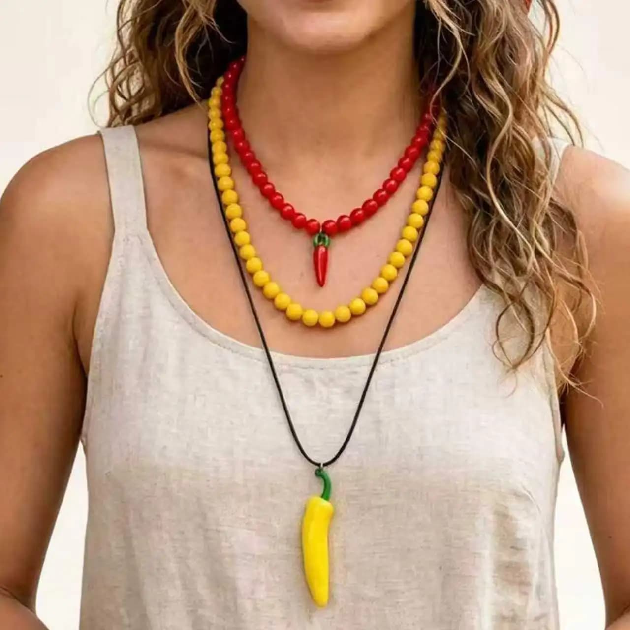 Collane Boho Multistrato con Ciondolo a Forma di Peperoncino per Donne, Gioielli alla Moda per Feste e Regali