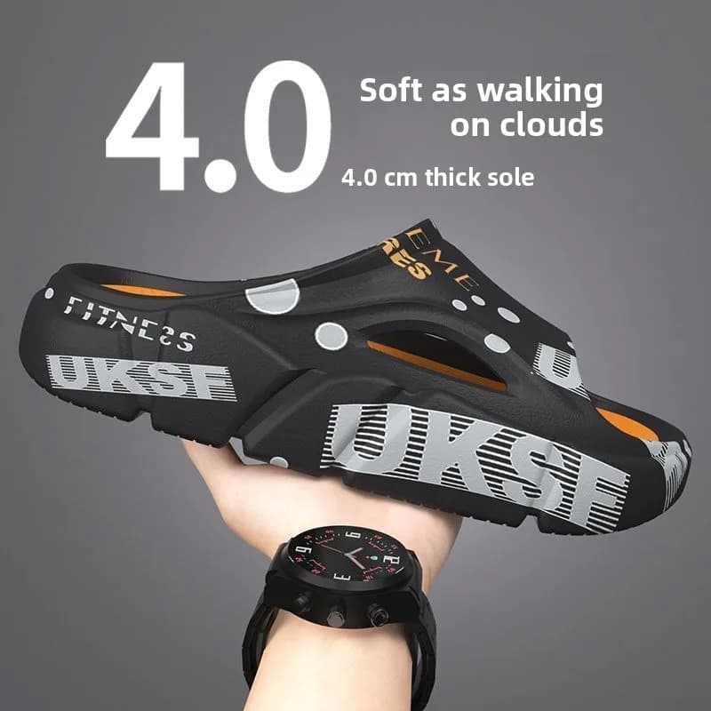 Men's Summer Outdoor Slippers Anti-Slip Home Comfort Sports Trendy Flat Sandals Breathable Slip-On Shoes for Indoor Outdoor Use