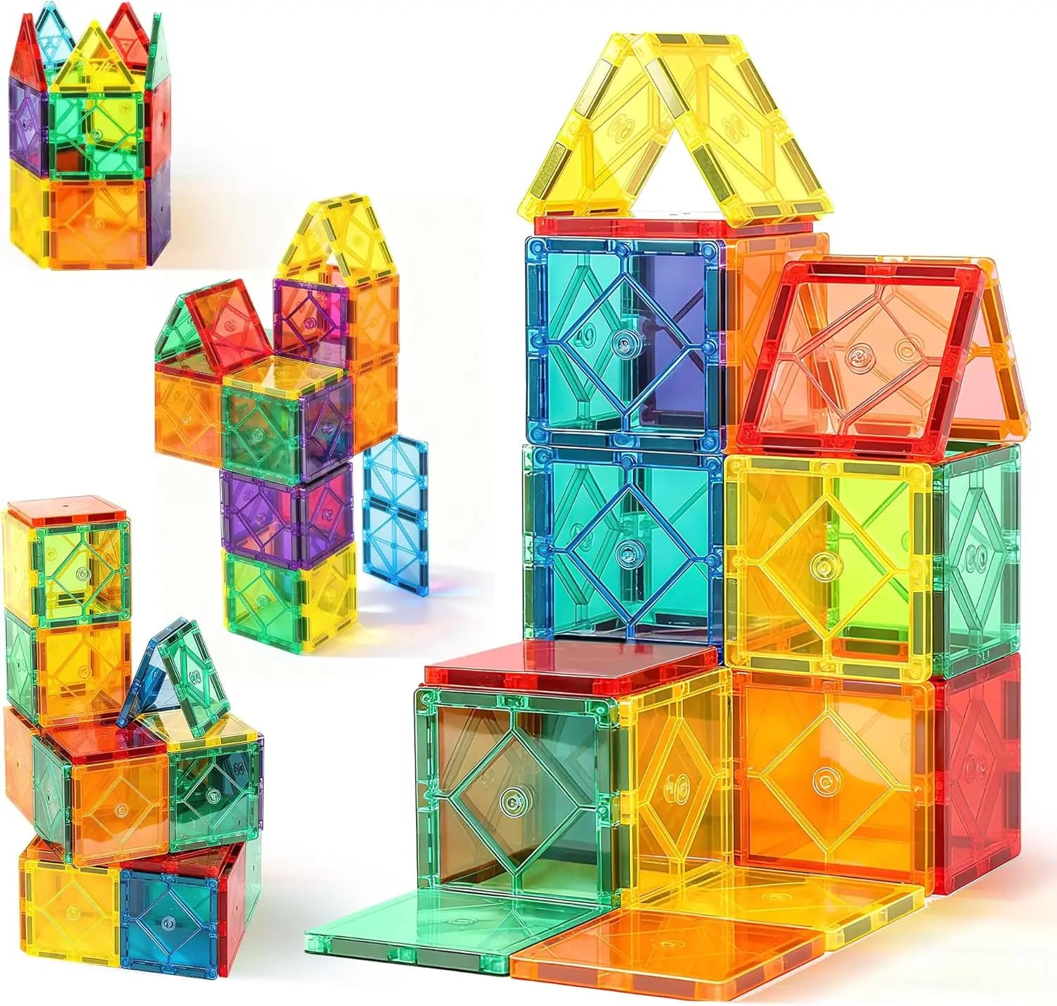 30 Pezzi di Piastrelle Magnetiche da Costruzione per Bambini, Giocattoli Educativi STEM, Regalo per Bambini dai 3 agli 8 Anni, Blocchi Impilabili