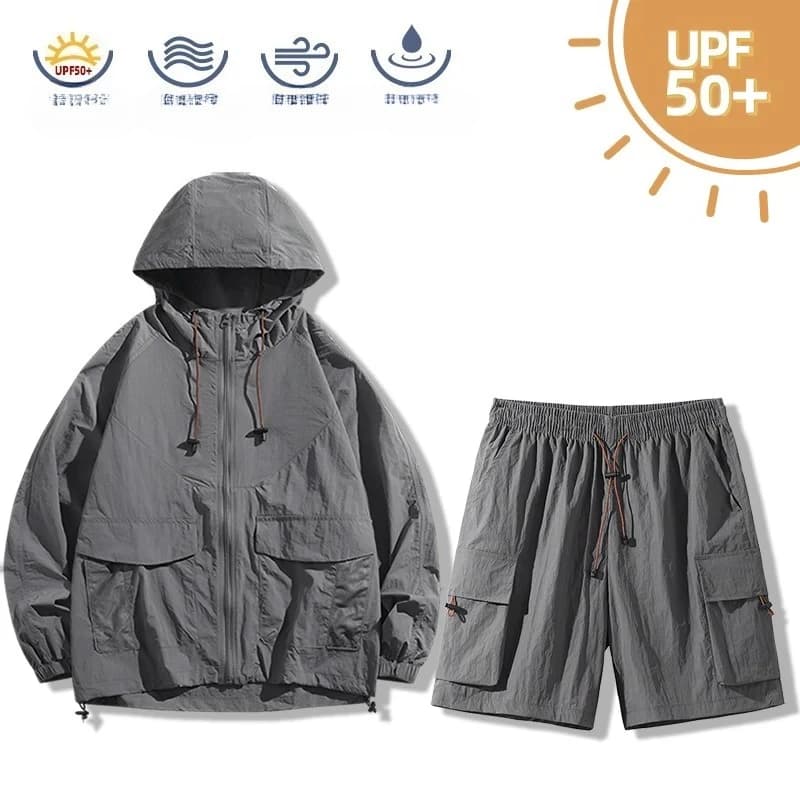 Quick Drying Breathable Sets UPF50+ Sun Protection Tracksuit Casual Sport Ice Silk Set Outdoor Jogging Training Fitness Suit