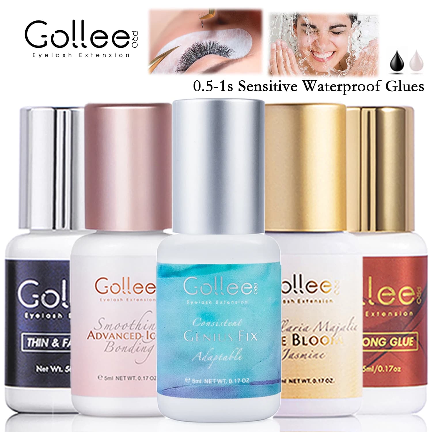 Gollee Colla per tutte le stagioni per extension ciglia 0,5 s Colla forte ad asciugatura rapida Stick Ciglia finte 6-8 settimane Trucco adesivo impermeabile