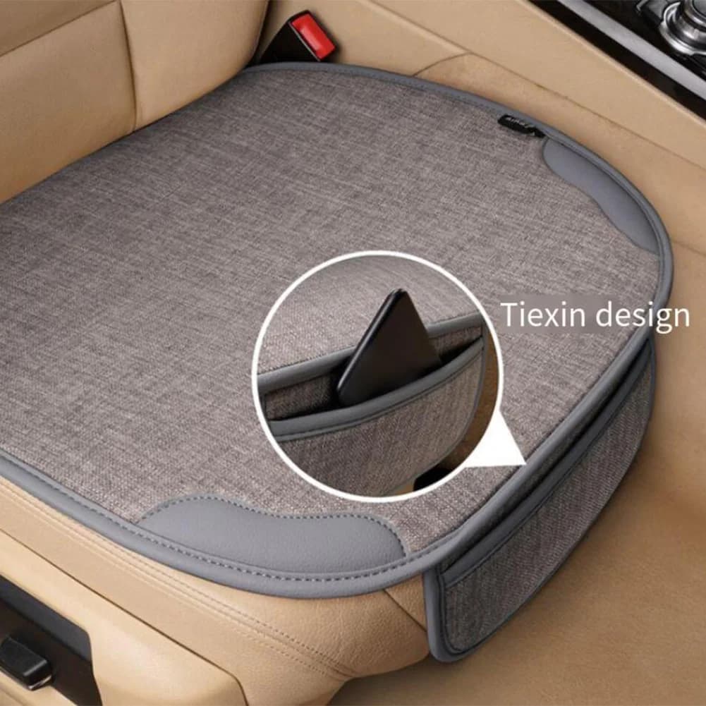Comfortable linen car seat cover, breathable design for front seats that protects and lifts the interior of the car