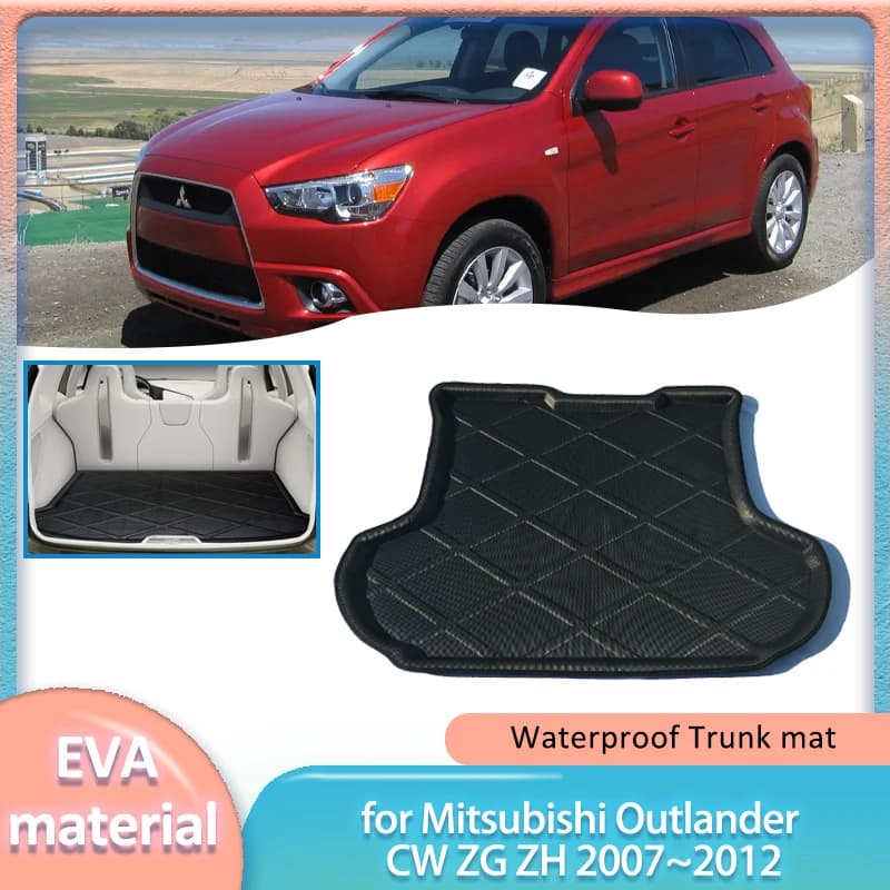 Tappetino per bagagliaio per auto per Mitsubishi Outlander CW ZG ZH 2007 ~ 2012 Boot Liner Cargo Floor Tappeto Copertura impermeabile Pad Parte Accessori