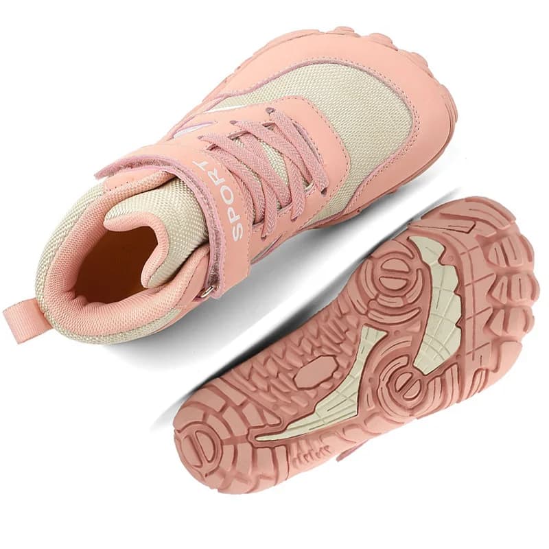 Scarponi da trekking a piedi nudi per bambini con punta larga Primavera Autunno Inverno Stivaletti Scarpe da passeggio alte Scarpe casual da ragazzo antiscivolo Comode