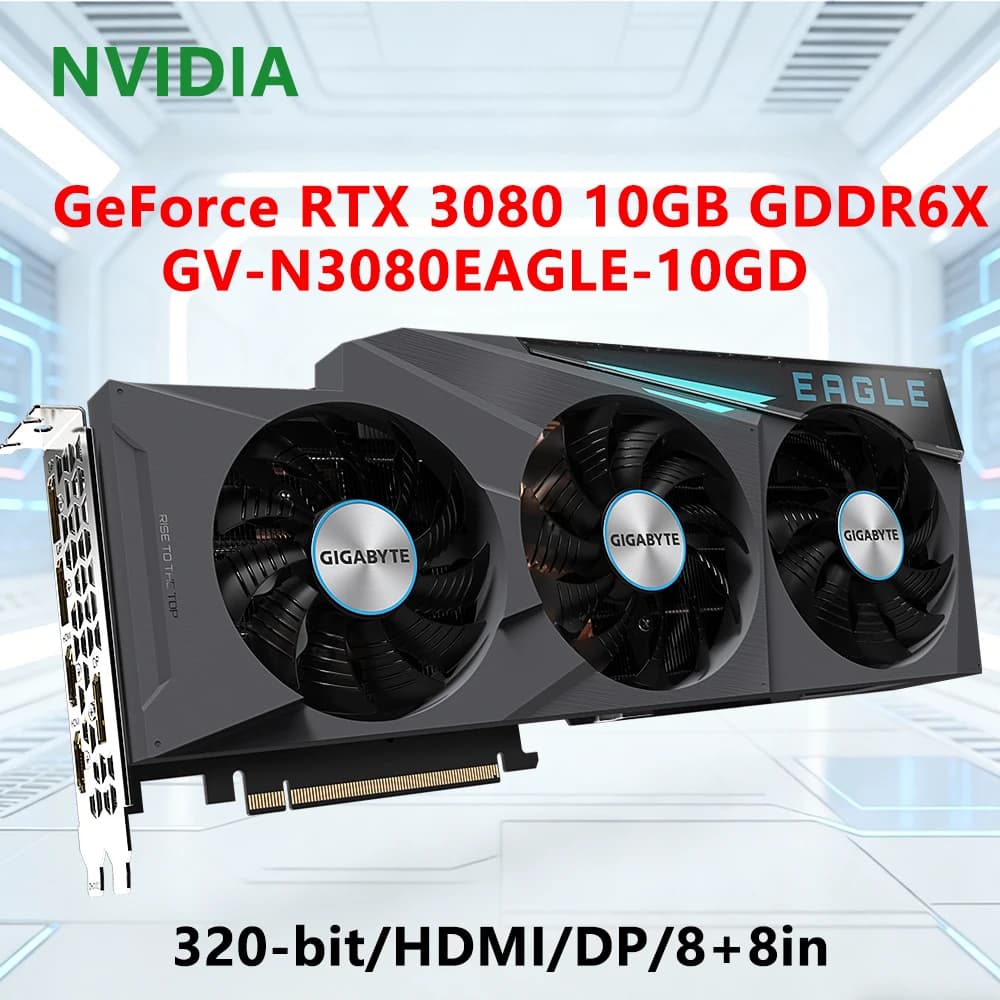 Scheda video GIGABYTE RTX 3080 10GB GV N3080EAGLE 10GD GPU con 10GB GDDR6X 320 bit PCI-E 4.0 8pin*2 HDMI DP ATX per PC desktop