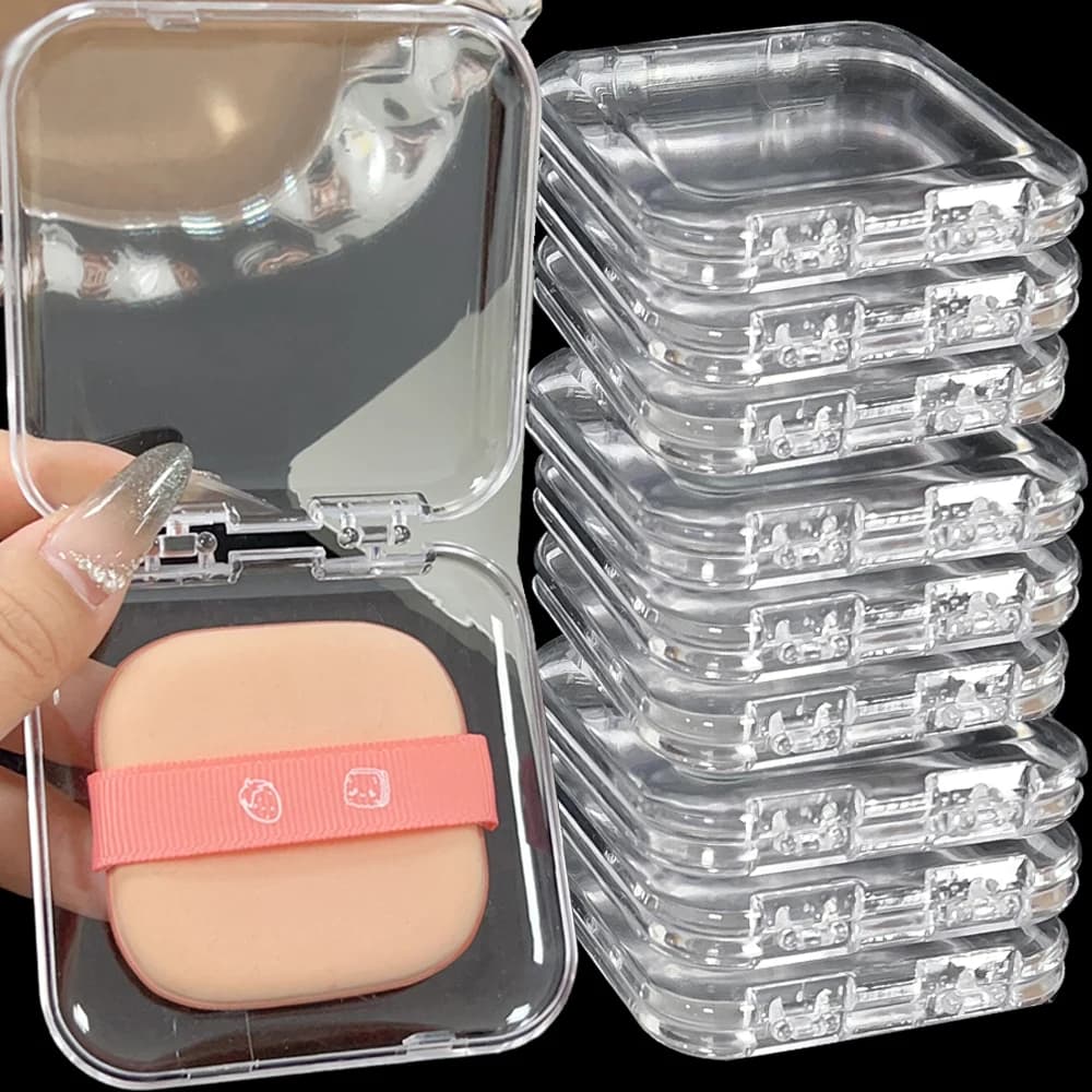 5PCS Transparent Powder Puff Drying Storage Box Portable Waterproof Cosmetic Makeup Box Dustproof Empty Puff Holder Container