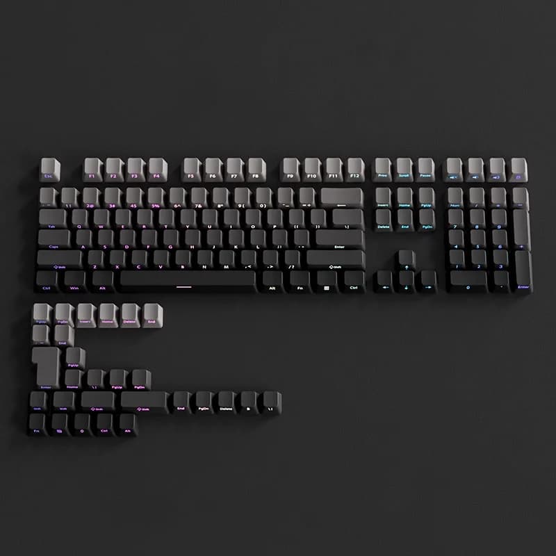 Profilo OEM Lato sfumato stampato Shine attraverso copritasti PBT Double Shot Keycap per tastiera meccanica Gamer Cappucci chiave grigi neri