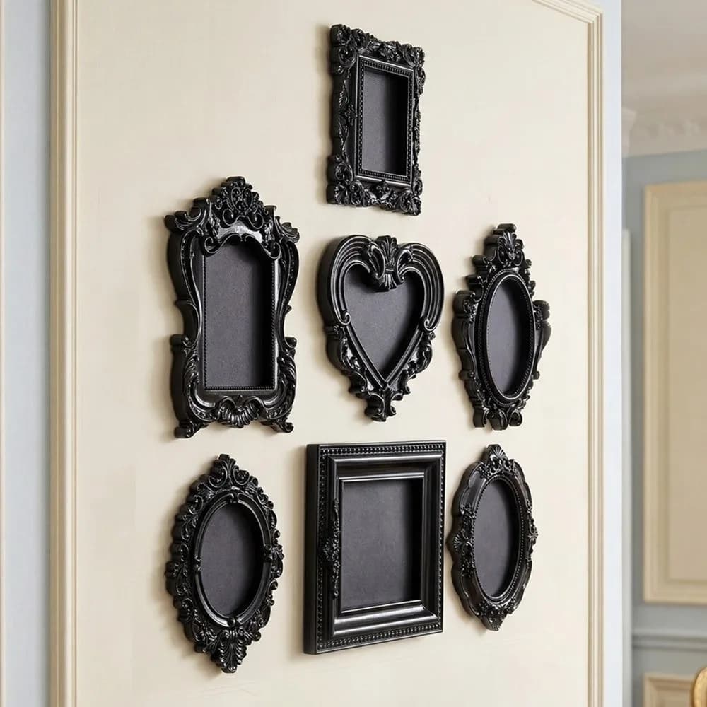Hanging Mini Photo Frames Photographic Props Wall Space DIY Vintage Picture Frame Black Baroque Ornate