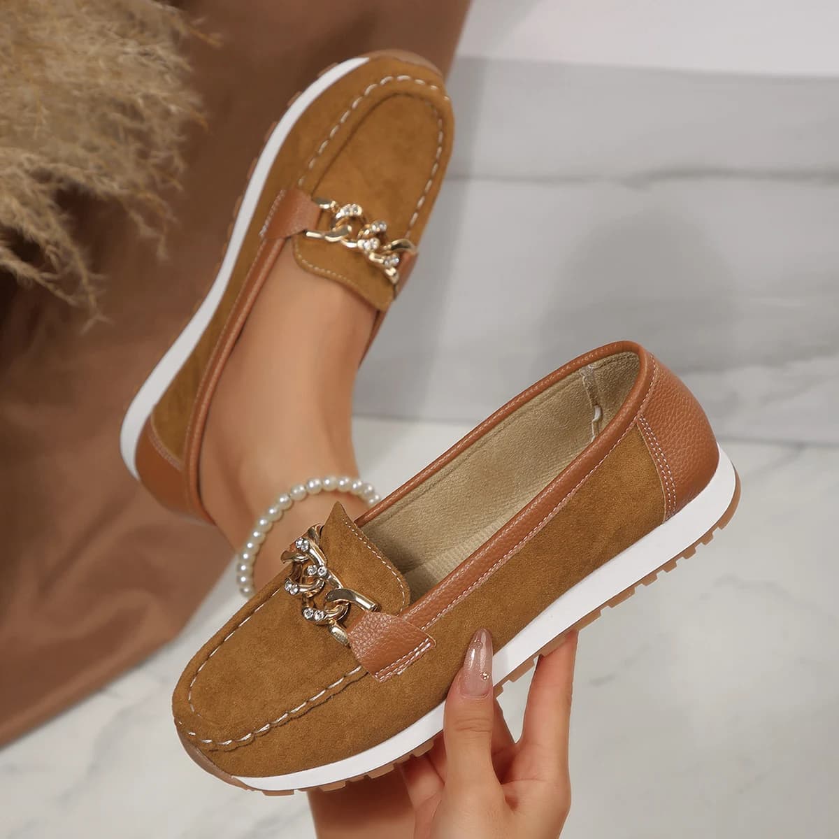 2025 Spring New Women Buckle Low-top Shoes Casual Fashion Round Toe Vulcanized Shoes Comfortable Slip-on Women's Low Shoes