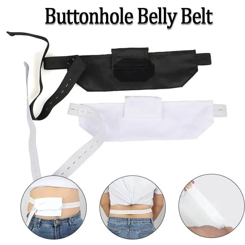Adjustable Button-Type Peritoneal Dialysis Catheter Fixation Waist Belt with Pocket