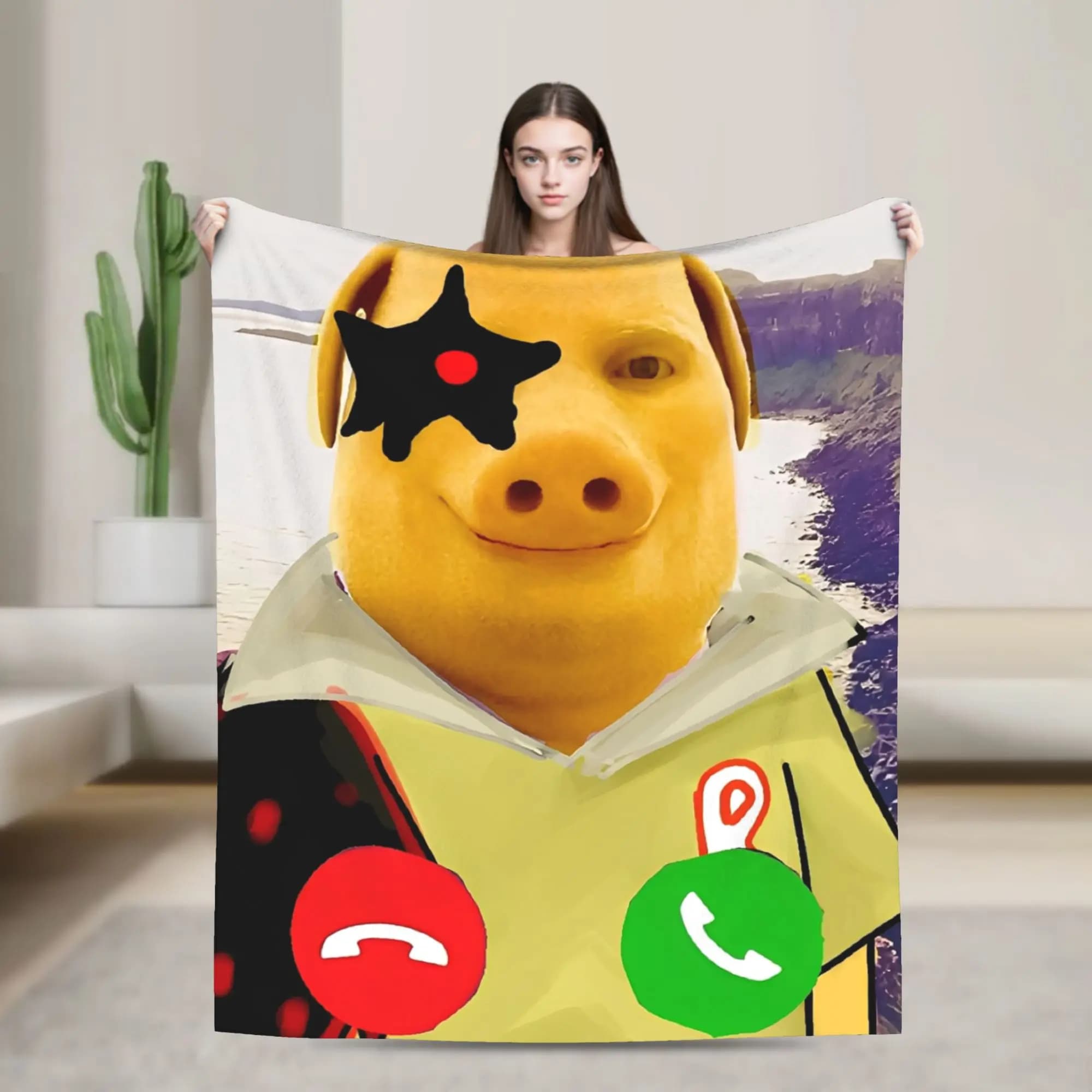 Warm Soft Blanket Decorative John Pork Is Calling Throw Blanket Flannel Bedspread For Bedroom Street Trend Sofa Bed Cover