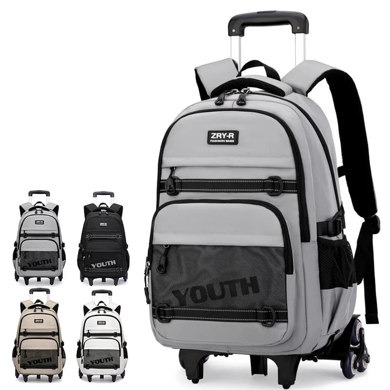 Zaino con ruote per ragazzi, zaino trolley per la scuola, borsa con ruote per adolescenti delle scuole elementari, mochilas escolares